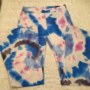 Shosho Blue and Pink Tie-Dye Leggings